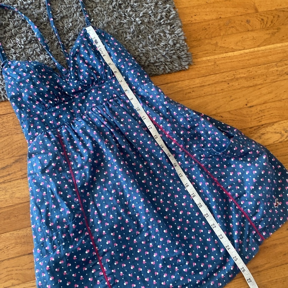 Hollister Navy Blue Pink White Polka Dot Mini Racerback Dress Size Medium - Picture 10 of 11